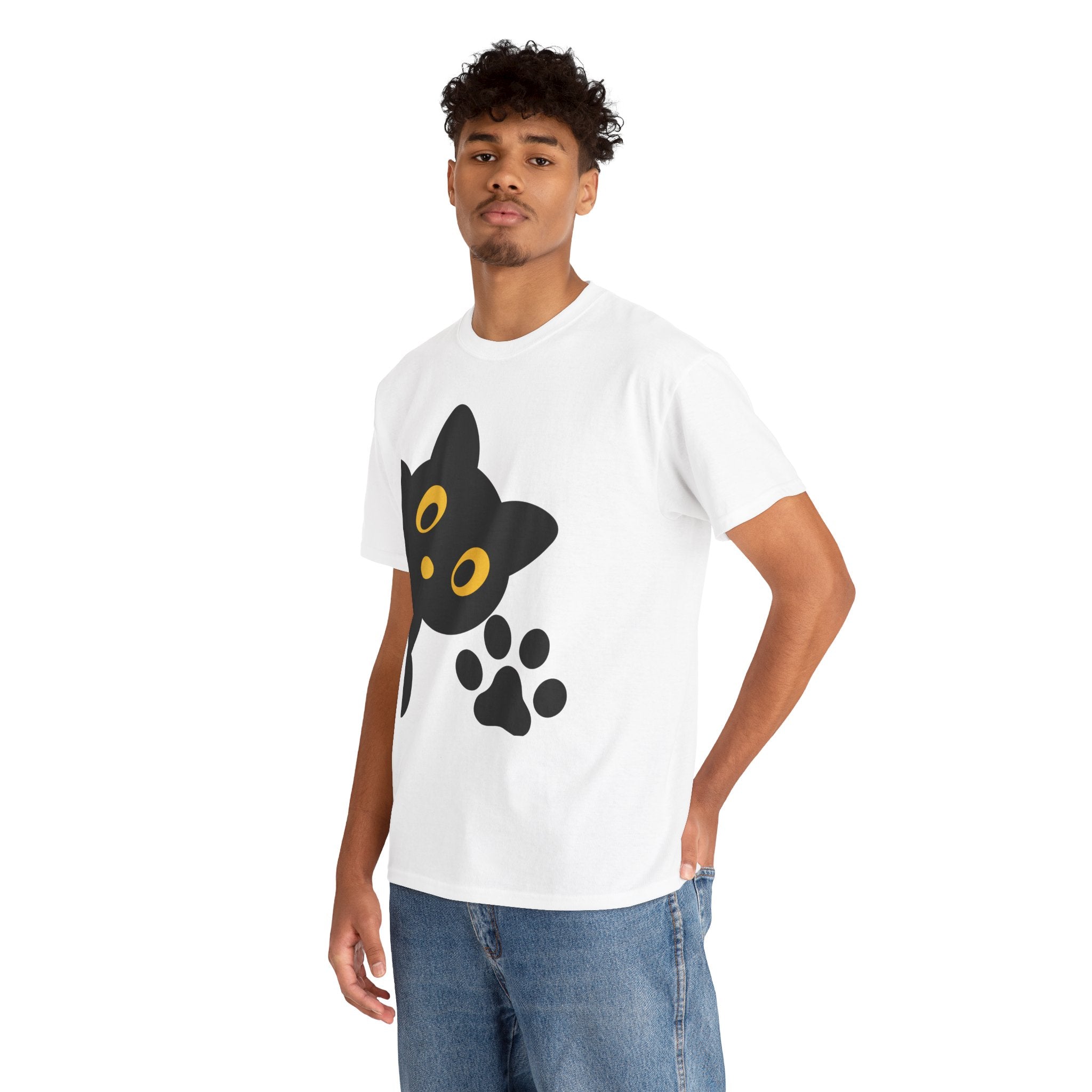 Cute Cat Peekaboo Unisex Heavy Cotton Tee | Cozy & Fun Cat Lover Shirt