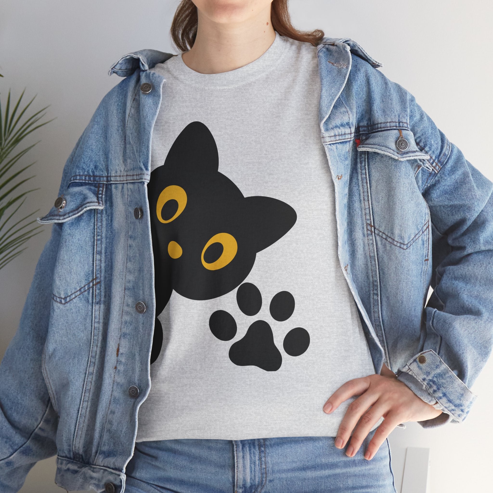 Cute Cat Peekaboo Unisex Heavy Cotton Tee | Cozy & Fun Cat Lover Shirt