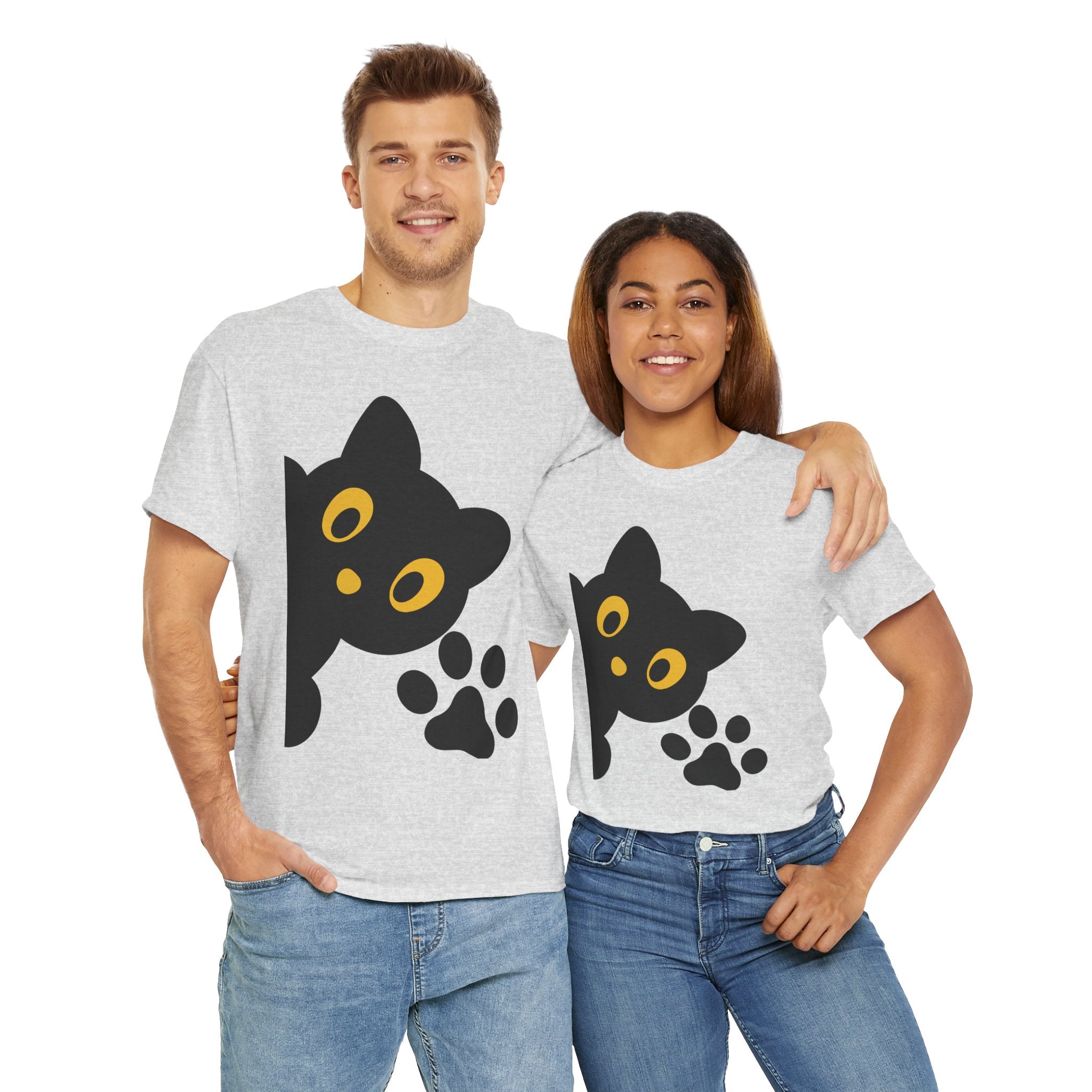 Cute Cat Peekaboo Unisex Heavy Cotton Tee | Cozy & Fun Cat Lover Shirt