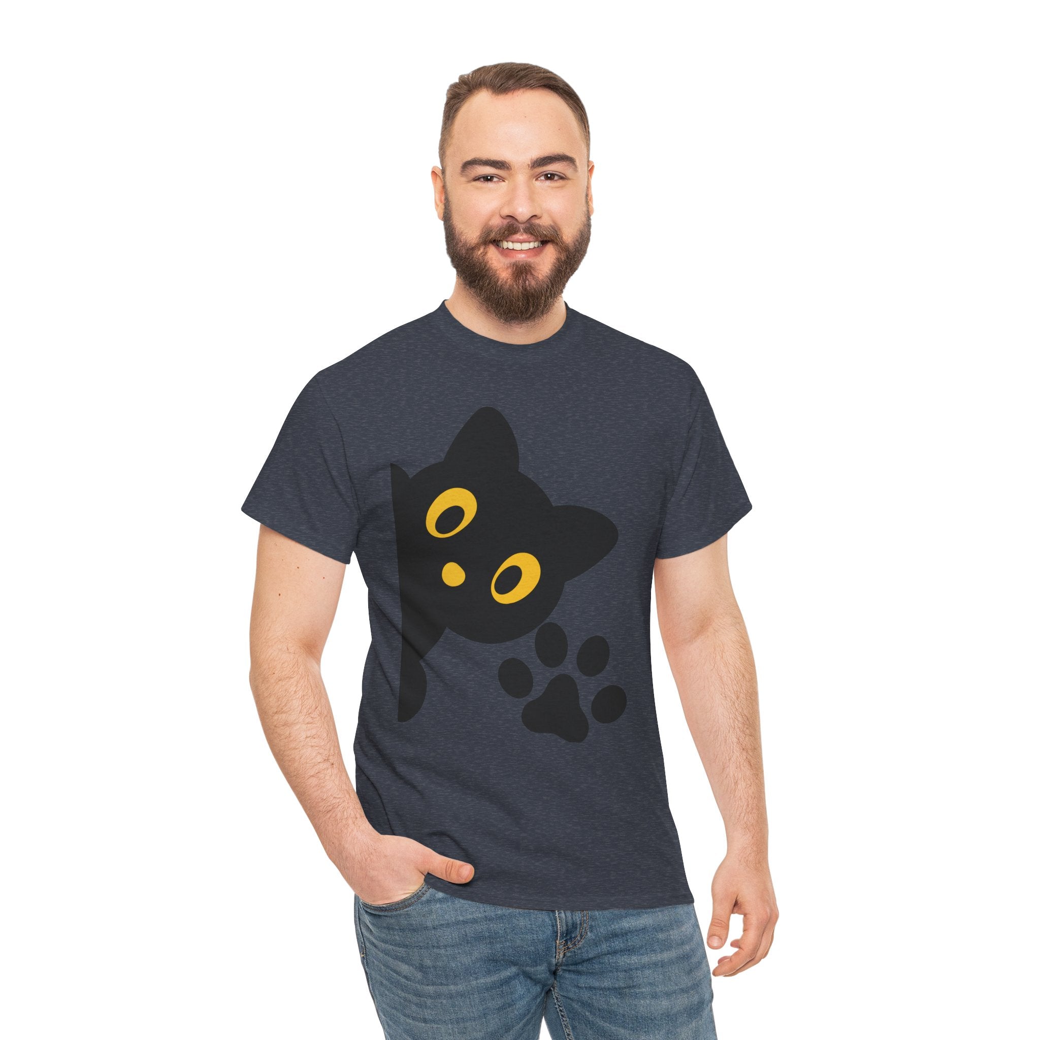 Cute Cat Peekaboo Unisex Heavy Cotton Tee | Cozy & Fun Cat Lover Shirt