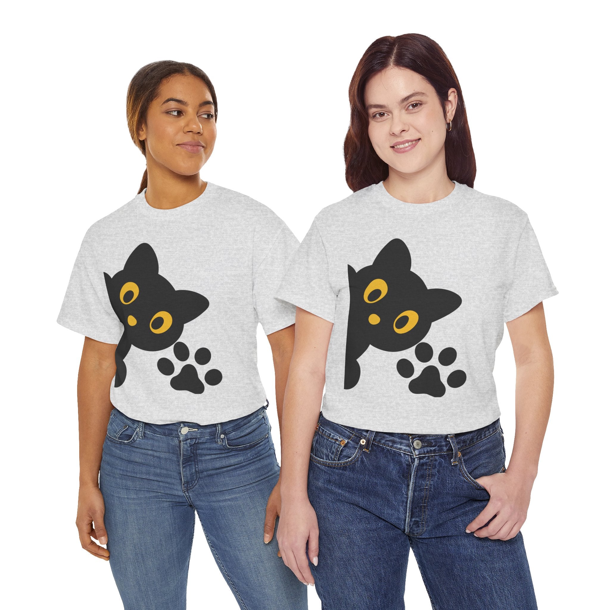 Cute Cat Peekaboo Unisex Heavy Cotton Tee | Cozy & Fun Cat Lover Shirt