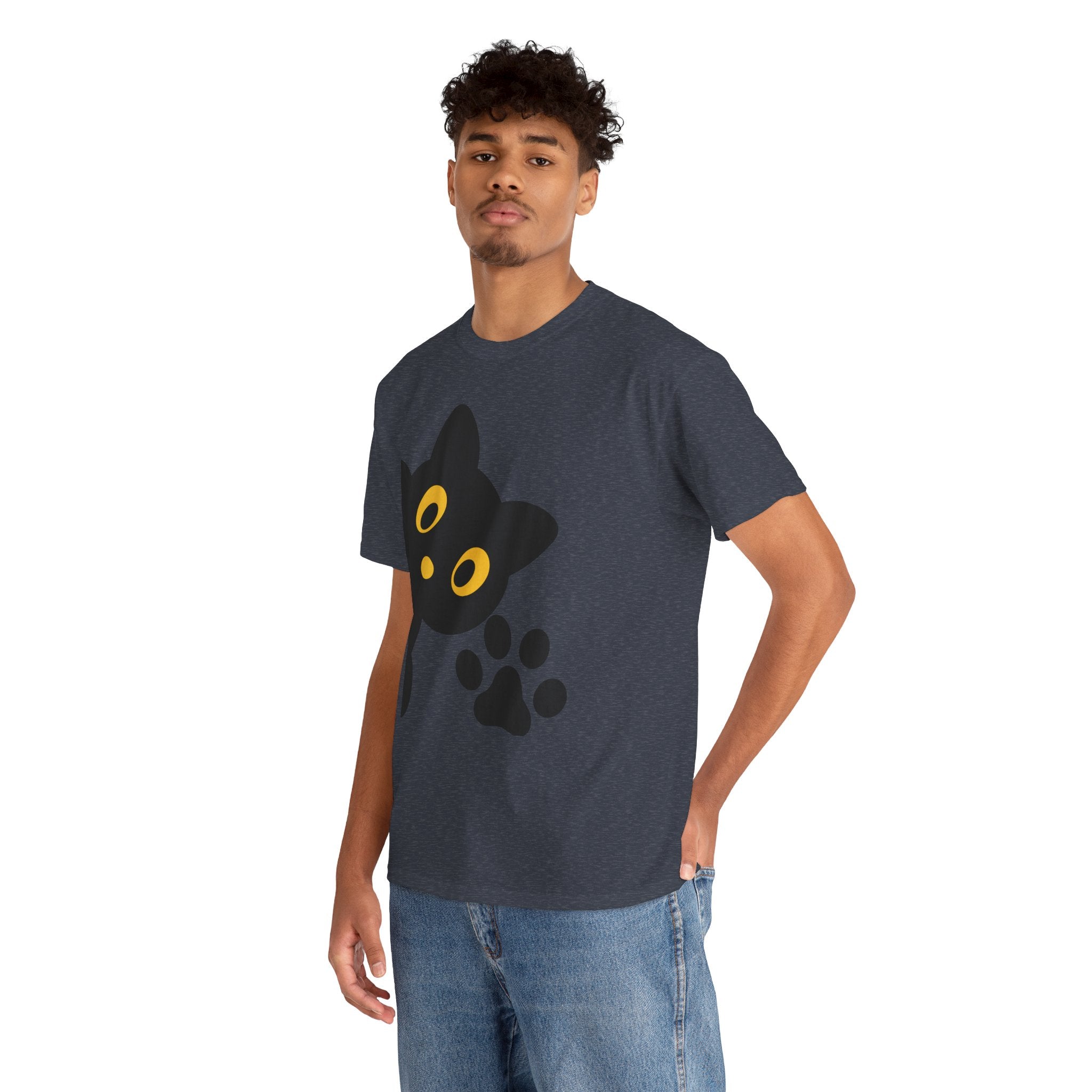 Cute Cat Peekaboo Unisex Heavy Cotton Tee | Cozy & Fun Cat Lover Shirt